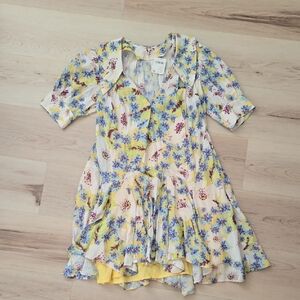 NWT Free People Sugar Crush Mini Dress, Lemon Combo, Size Small